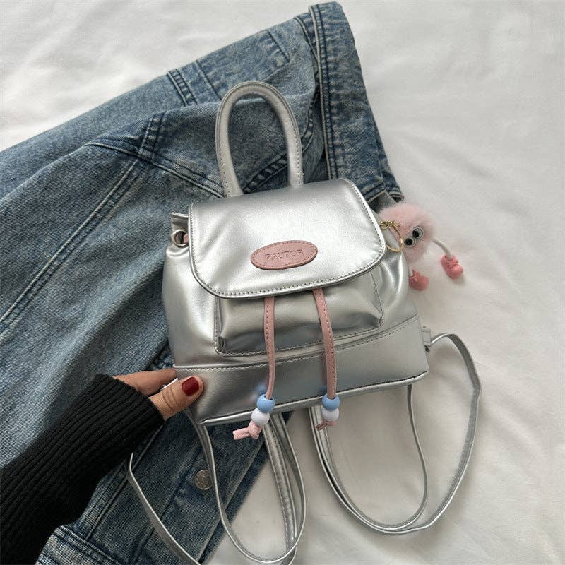 Mochila Retro de Color Liso para Mujer Casual Viajes: Marrón / Con Accesorios