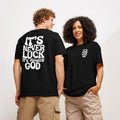 Women's Summer Crew Neck Short Sleeve Soft T-Shirt - "It's Never Luck It's God" Slogan Print, Breathable Beach-Friendly Fabric, Relaxed Flattering Fit Top