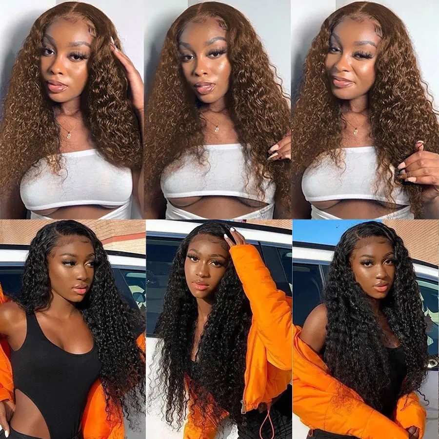 Brown Long Curly Lace Front Wig For Women