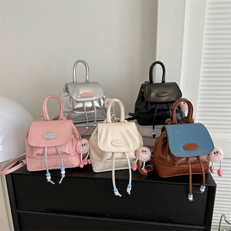 Mochila Retro de Color Liso para Mujer Casual Viajes: Marrón / Con Accesorios