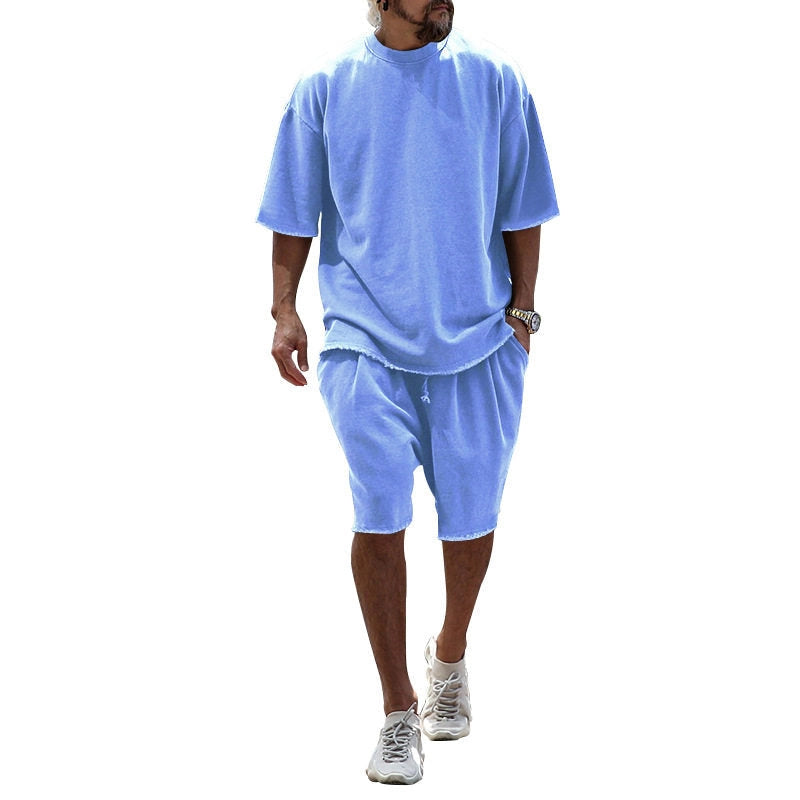 Summer Men's Casual Sportswear T-Shirt Shorts Set
