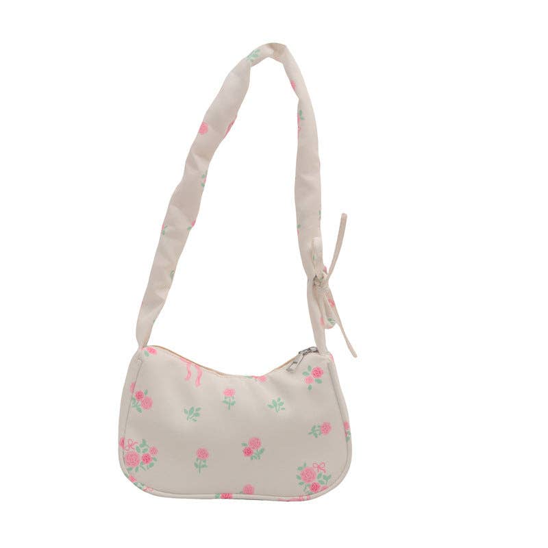 Large Capacity Floral Shoulder Bag Sweet Commuter Purse: Blush Pink