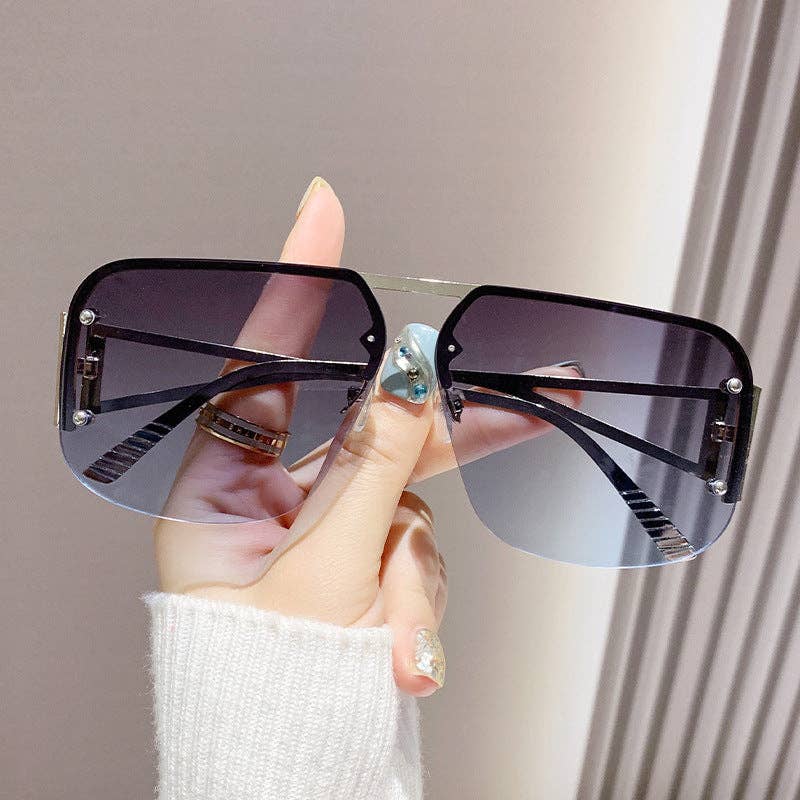 Stylish Metal Half-Frame Pilot Sunglasses for Men and Women: Gold Frame With Orange Lens