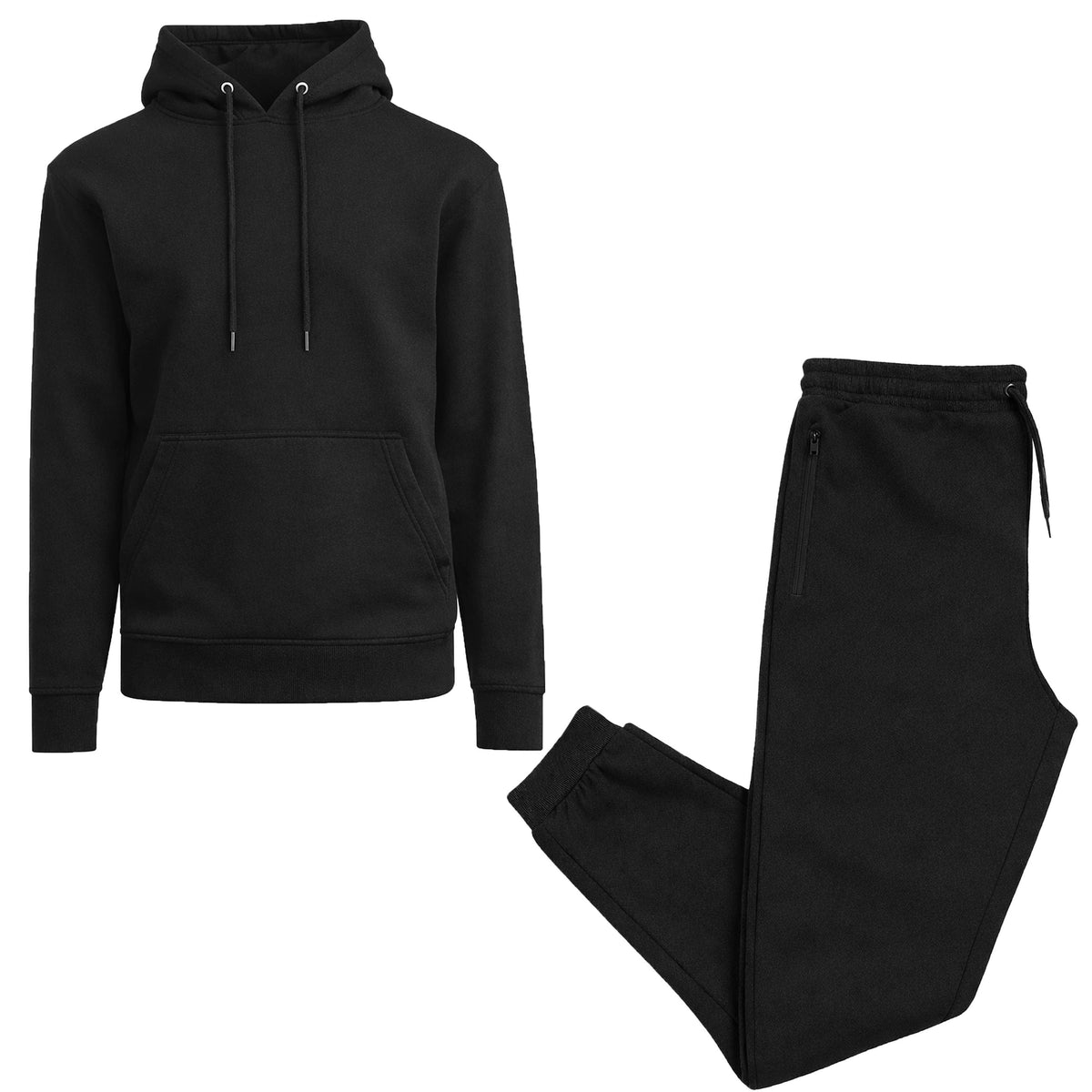 2-Piece Men’s Fleece-Lined Pullover Hoodie & Jogger Set: Heather Gray / M