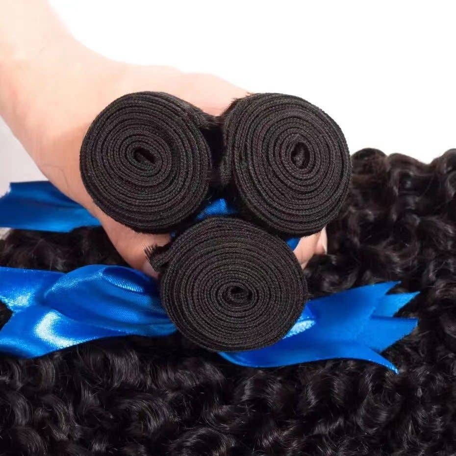 Bulk Hair Deep Wave Yaki Spiral Curl African Kinky Curl Weft: L528 black / 16 inches