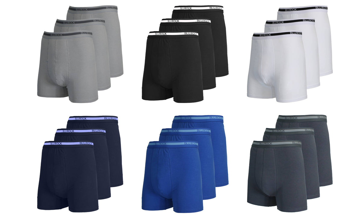 Blu Rock  Men's Stretch Cotton Boxer Briefs (3 Pack): Black / LARGE-3PCS