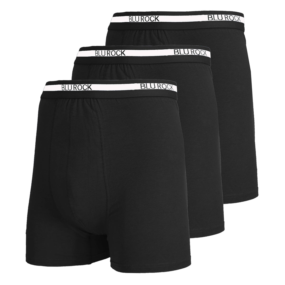 Blu Rock  Men's Stretch Cotton Boxer Briefs (3 Pack): Black / XLARGE-3PCS
