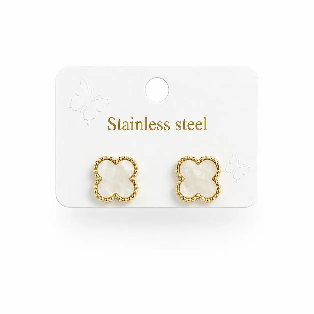 Clover Stud Earrings – Stainless Steel | Gold Minimal