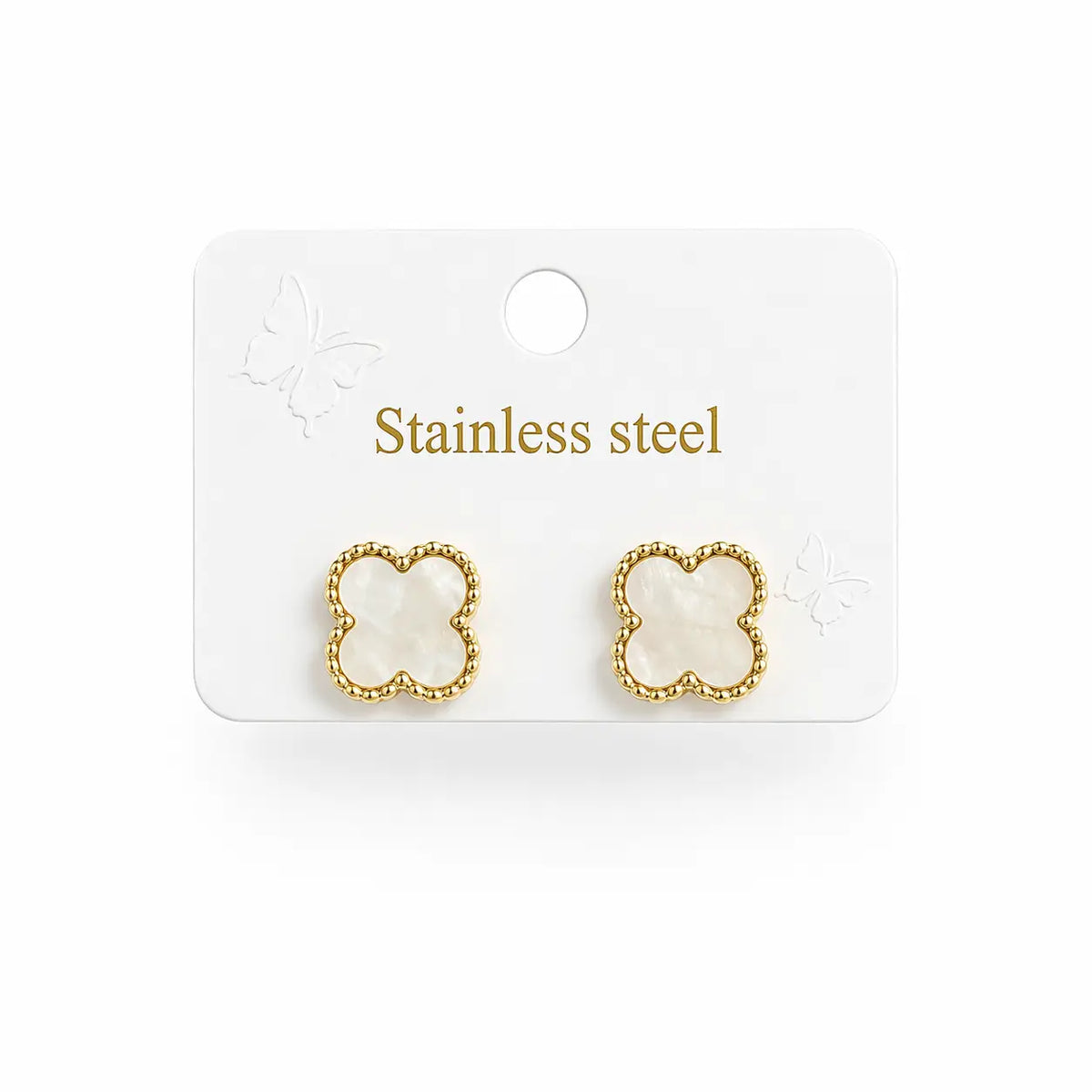 Clover Stud Earrings – Stainless Steel | Gold Minimal