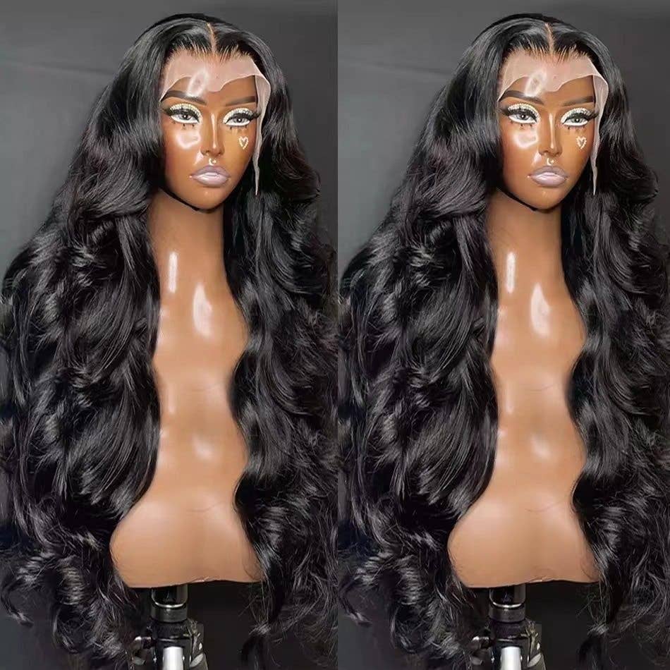 13X4 Lace Front Human Hair Wig Body Wave: L153 black / 12 Inches