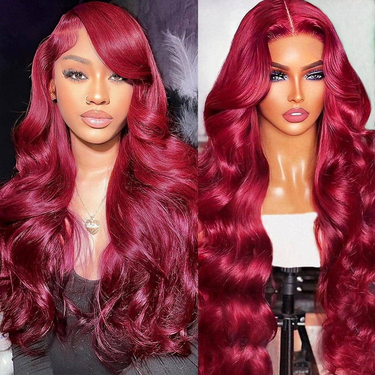 Lace Front Wig Fashion Women Synthetic Long Wavy Full Wig: LIGHT PINK / 30 Inches