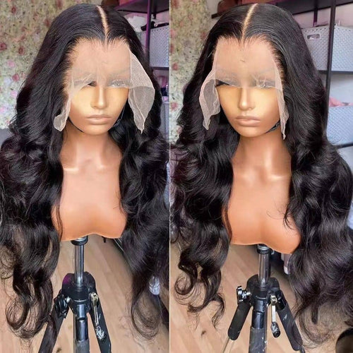 13X4 Lace Front Human Hair Wig Body Wave: L153 black / 12 Inches