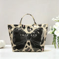 Leopard Bow Large Capacity Pvc Tote Bag, Glossy Handbag