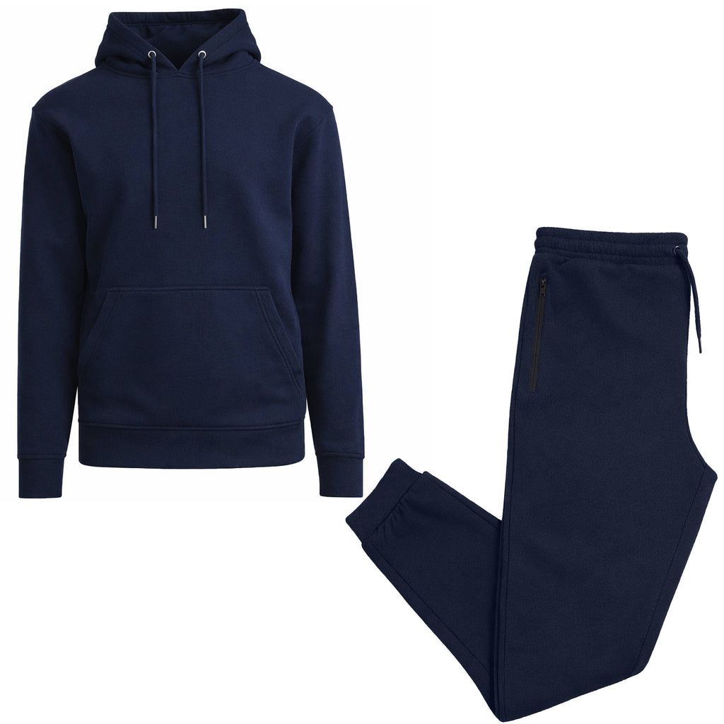 2-Piece Men’s Fleece-Lined Pullover Hoodie & Jogger Set: Heather Gray / XL