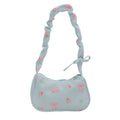 Bolso de hombro floral de gran capacidad, bolso dulce para ir al trabajo: Azul cielo