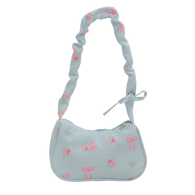 Large Capacity Floral Shoulder Bag Sweet Commuter Purse: Blush Pink