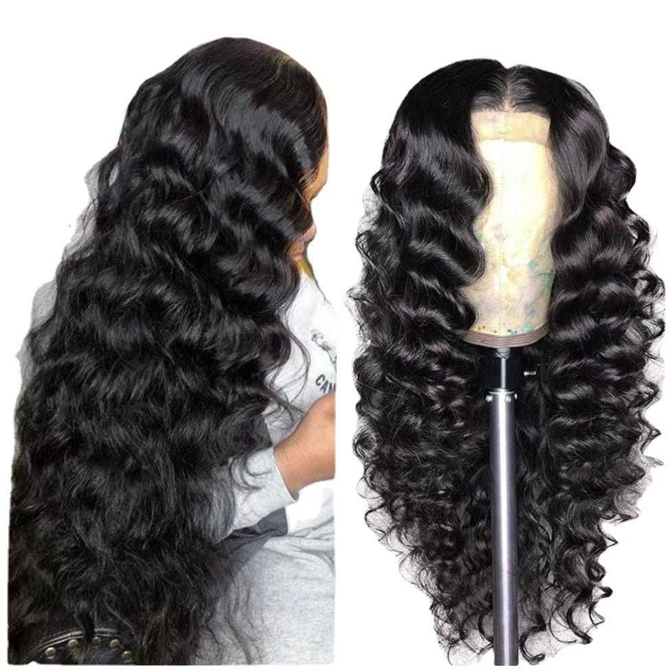 Human Hair Synthetic Lace Front Curly Afro Wig: 22 Inches