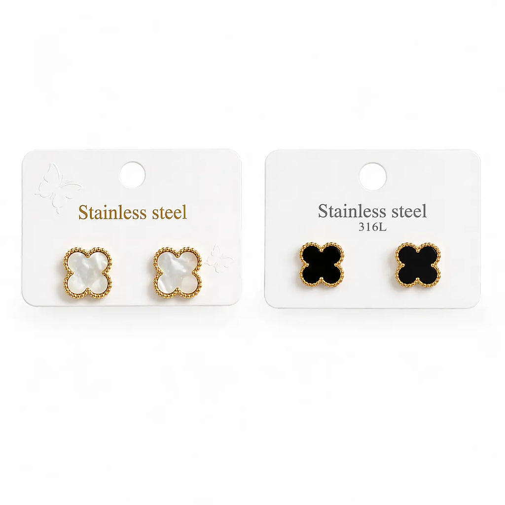 Clover Stud Earrings – Stainless Steel | Gold Minimal