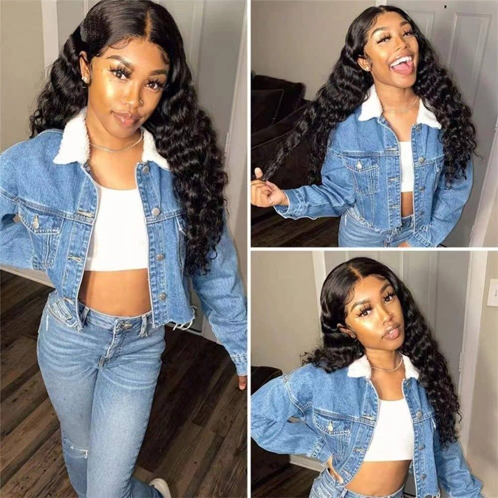 Human Hair Synthetic Lace Front Curly Afro Wig: 22 Inches