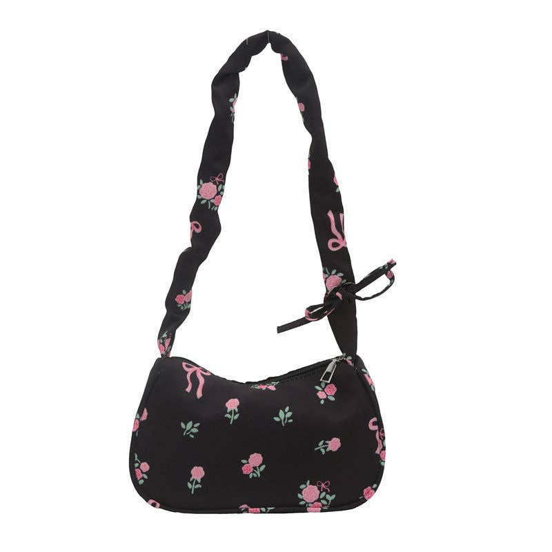 Bolso de hombro floral de gran capacidad, bolso dulce para ir al trabajo: Azul cielo