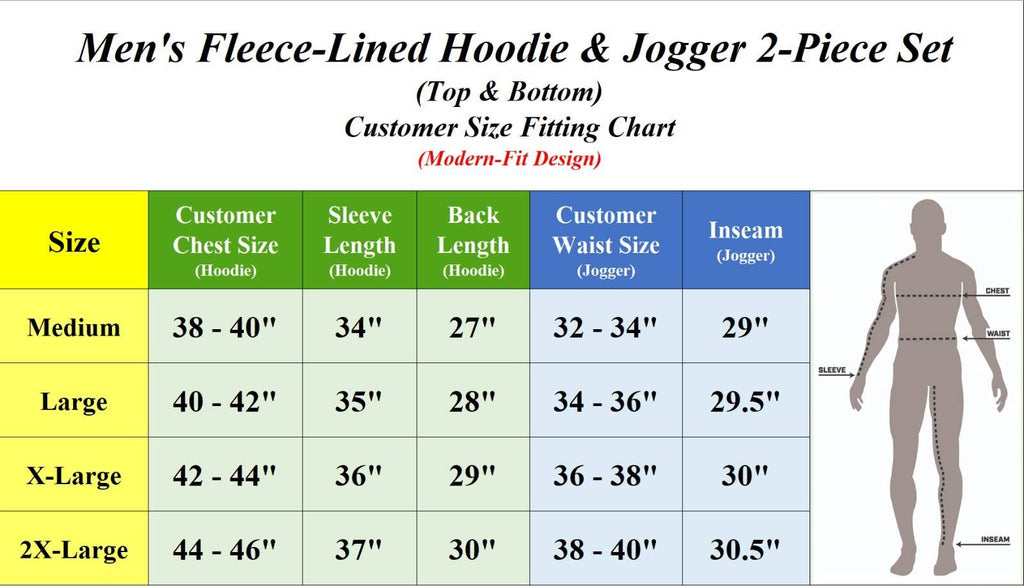 2-Piece Men’s Fleece-Lined Pullover Hoodie & Jogger Set: Heather Gray / L