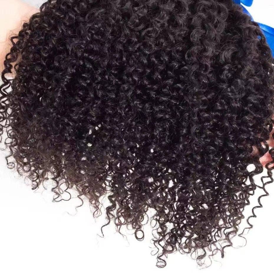 Bulk Hair Deep Wave Yaki Spiral Curl African Kinky Curl Weft: L528 black / 16 inches