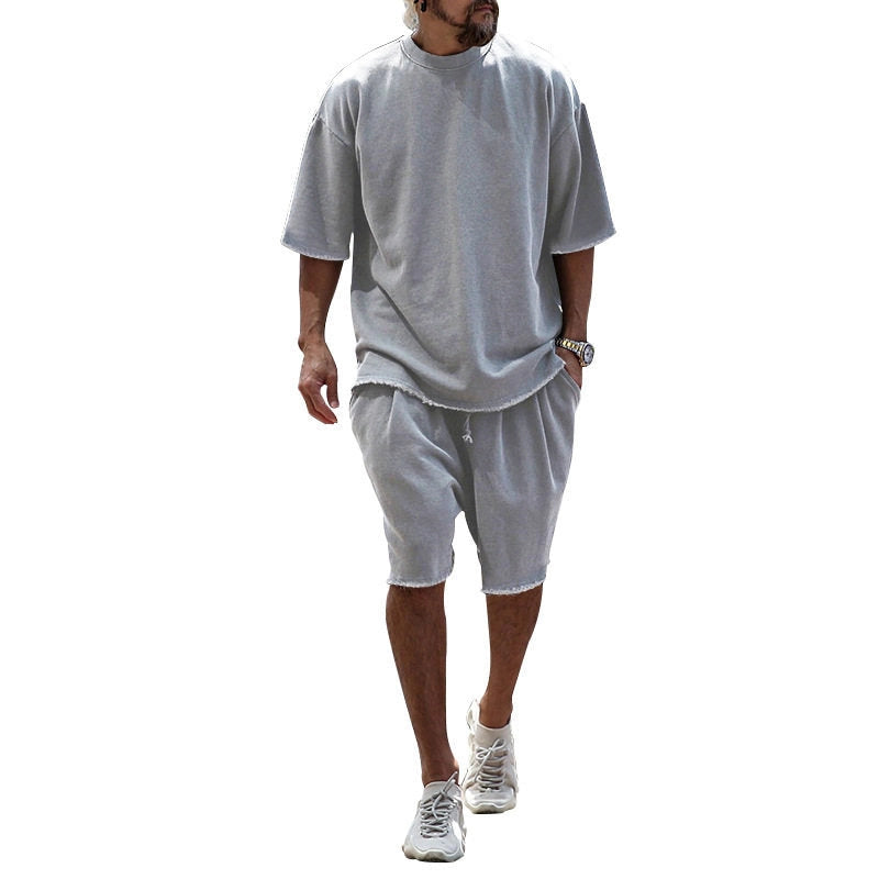 Summer Men's Casual Sportswear T-Shirt Shorts Set