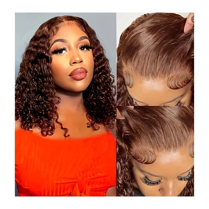 Brown Long Curly Lace Front Wig For Women