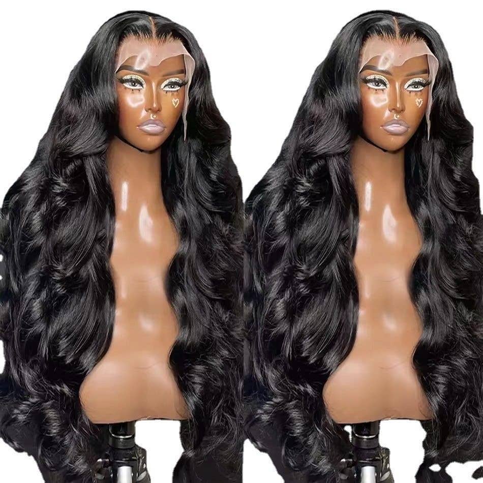 13X4 Lace Front Human Hair Wig Body Wave: L153 black / 18 Inches