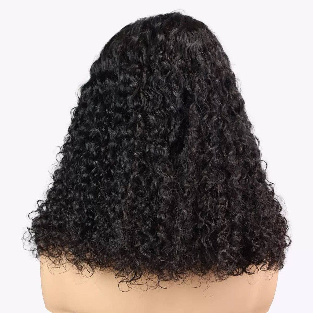 Jerry Curl Bob Wig Human Hair Transparent Lace Front: BLACK / 20 Inches