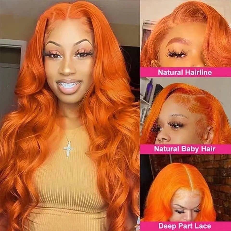 Lace Front Wig Fashion Women Synthetic Long Wavy Full Wig: LIGHT PINK / 30 Inches