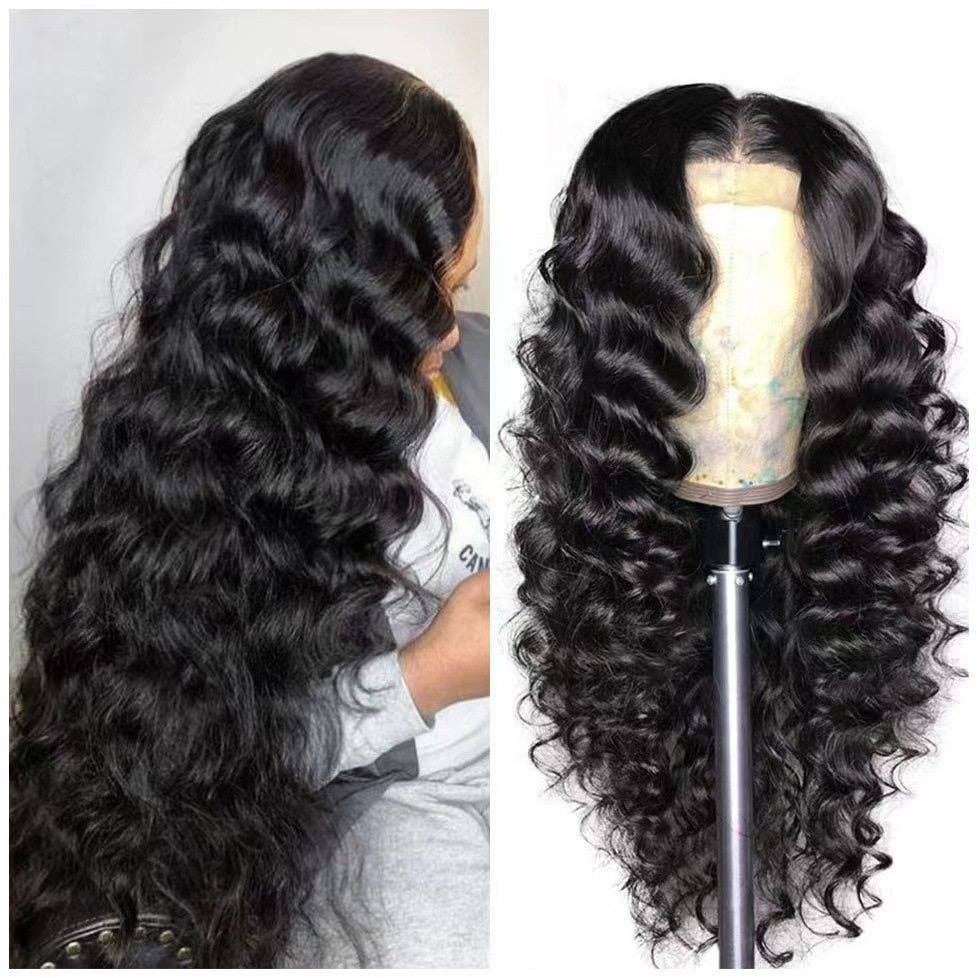 Human Hair Synthetic Lace Front Curly Afro Wig: 22 Inches