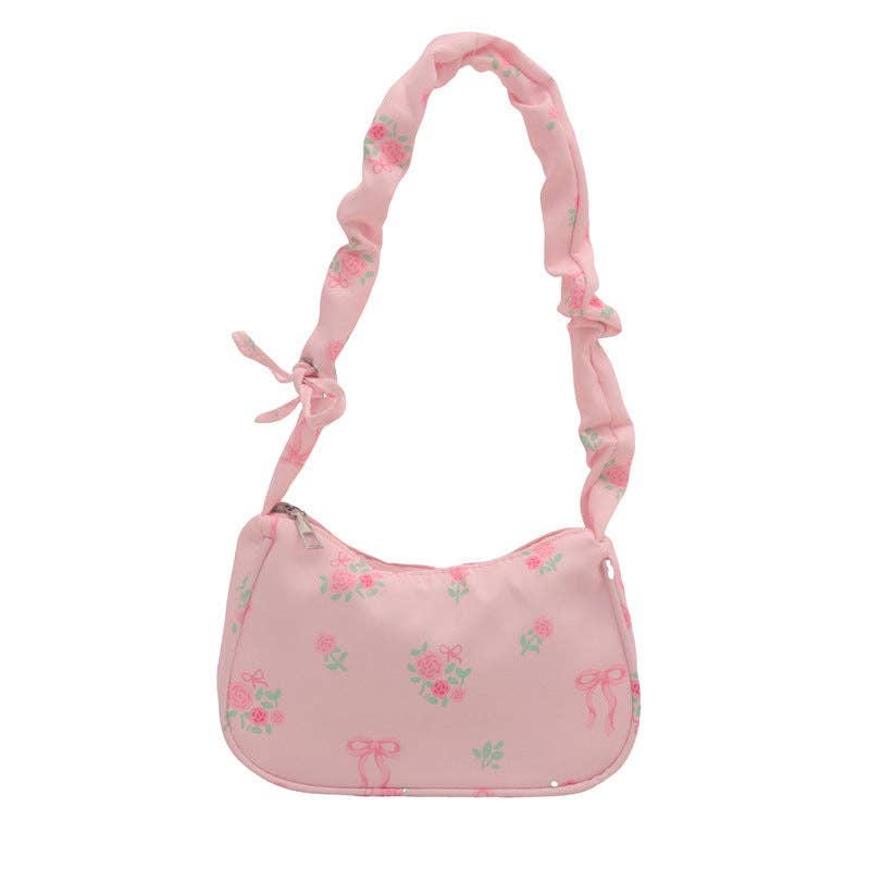 Bolso de hombro floral de gran capacidad, bolso dulce para ir al trabajo: Azul cielo