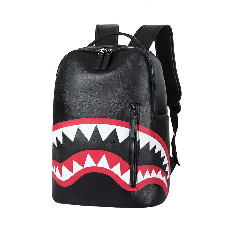 Mochila Estudiantil de Gran Capacidad, Estilo Urbano, con Diseño de Tiburón