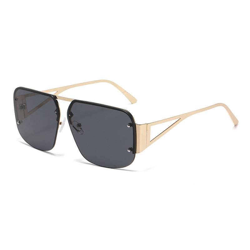 Stylish Metal Half-Frame Pilot Sunglasses for Men and Women: Gold Frame With Orange Lens