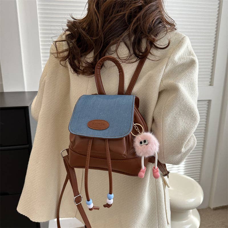 Mochila Retro de Color Liso para Mujer Casual Viajes: Marrón / Con Accesorios