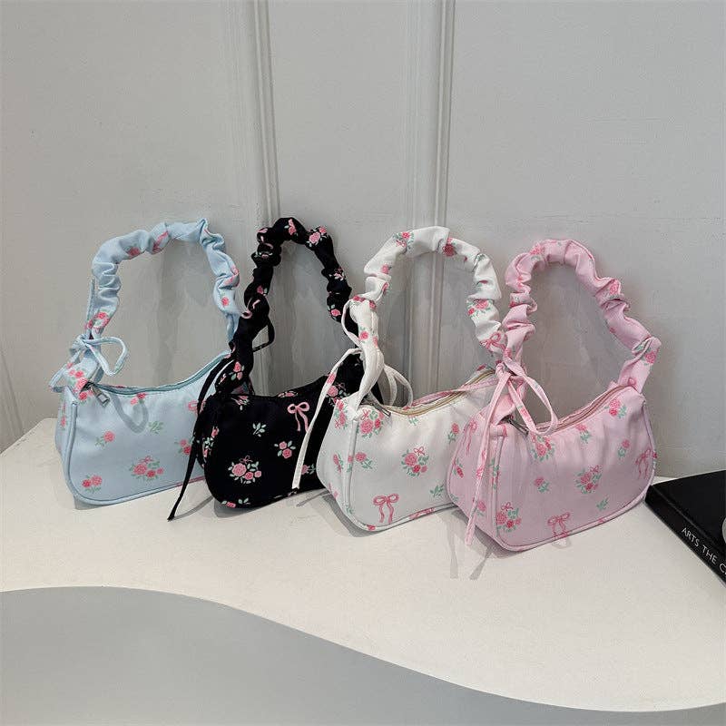Large Capacity Floral Shoulder Bag Sweet Commuter Purse: Blush Pink