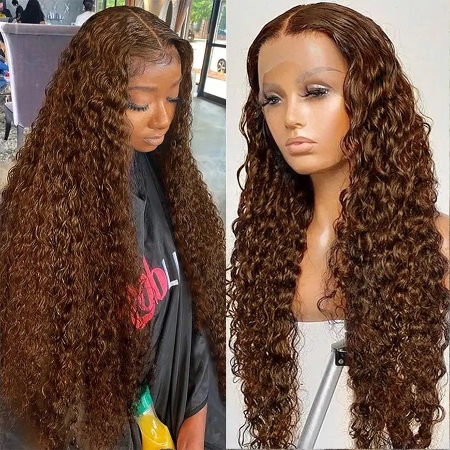 Brown Long Curly Lace Front Wig For Women