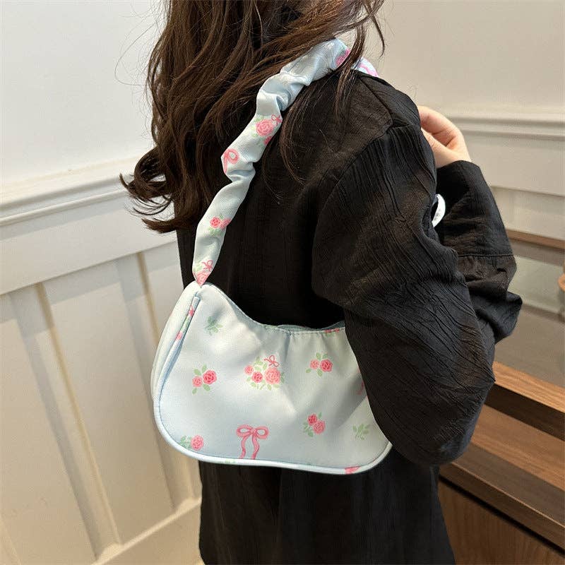 Large Capacity Floral Shoulder Bag Sweet Commuter Purse: Blush Pink